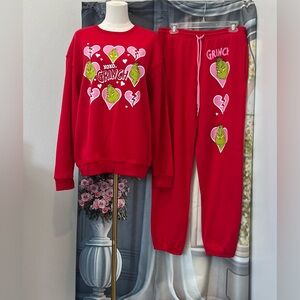 The Grinch Dr. Seuss Size:L Women Hybrid Apparel Sweatshirt/Sweatpants Set